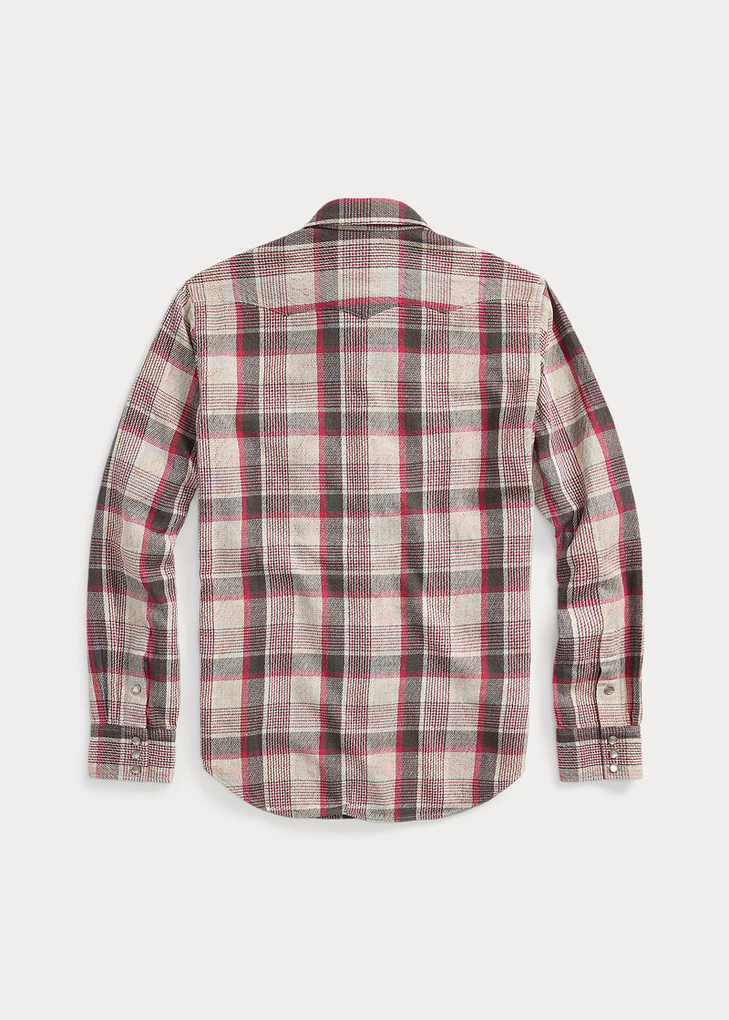 RRL by Ralph Lauren Slim Plaid Double Cloth Western Shirt outlook