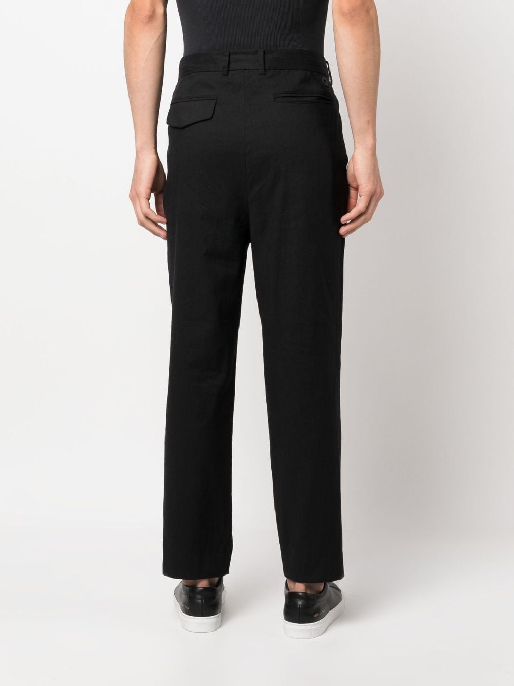 pintuck-detail tapered-leg trousers - 4
