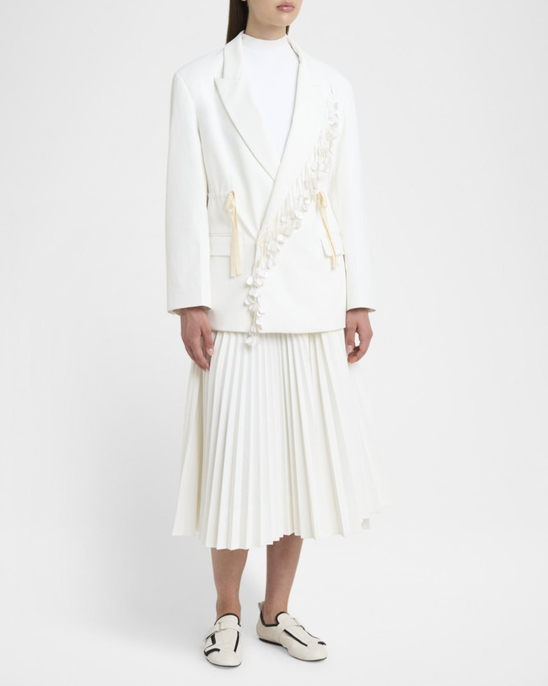 Plan C Sequin-Fringe Drawstring Double-Breasted Blazer Jacket outlook