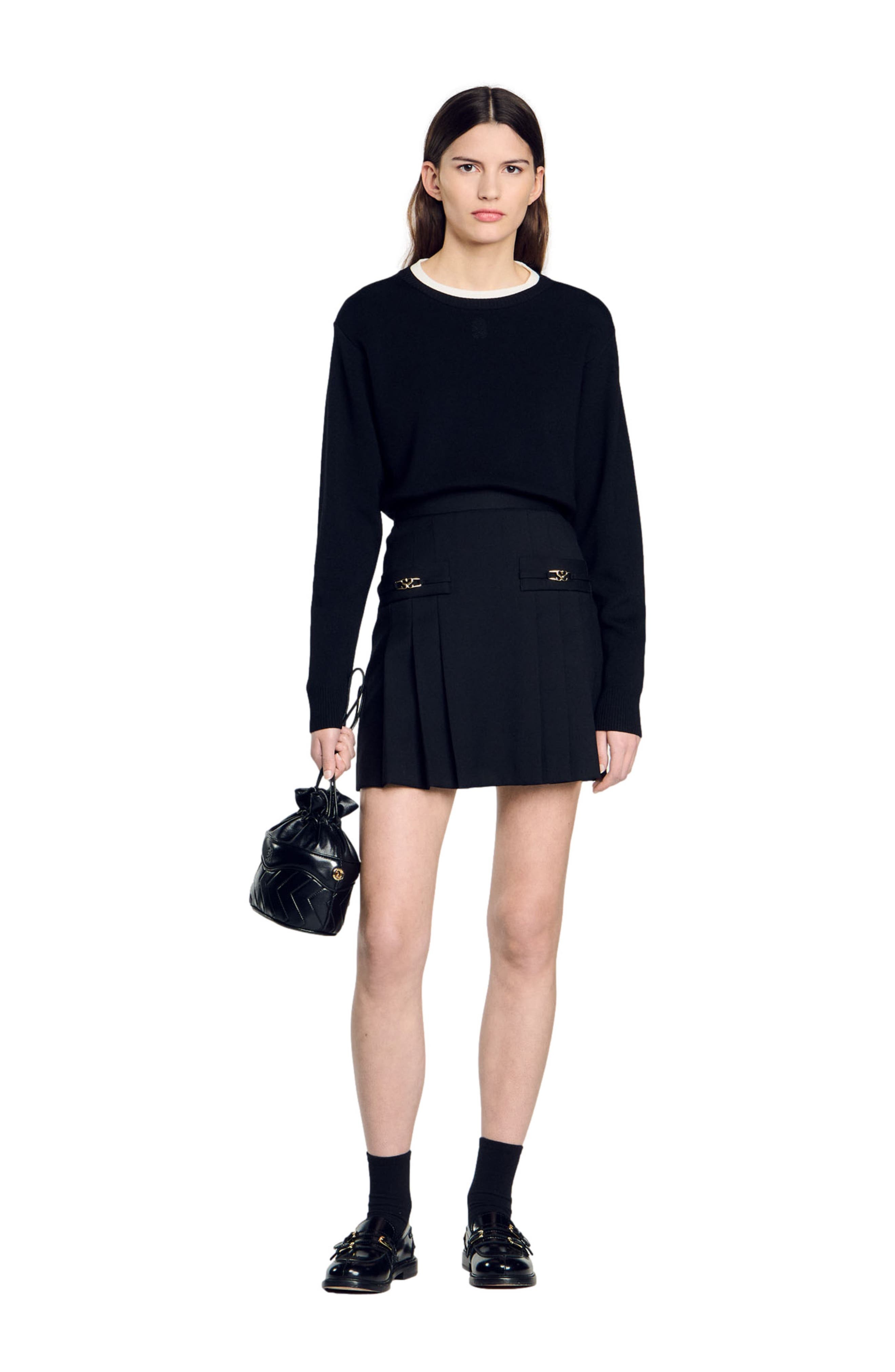 SANDRO Wool blend sweater in Black at Nordstrom - 6