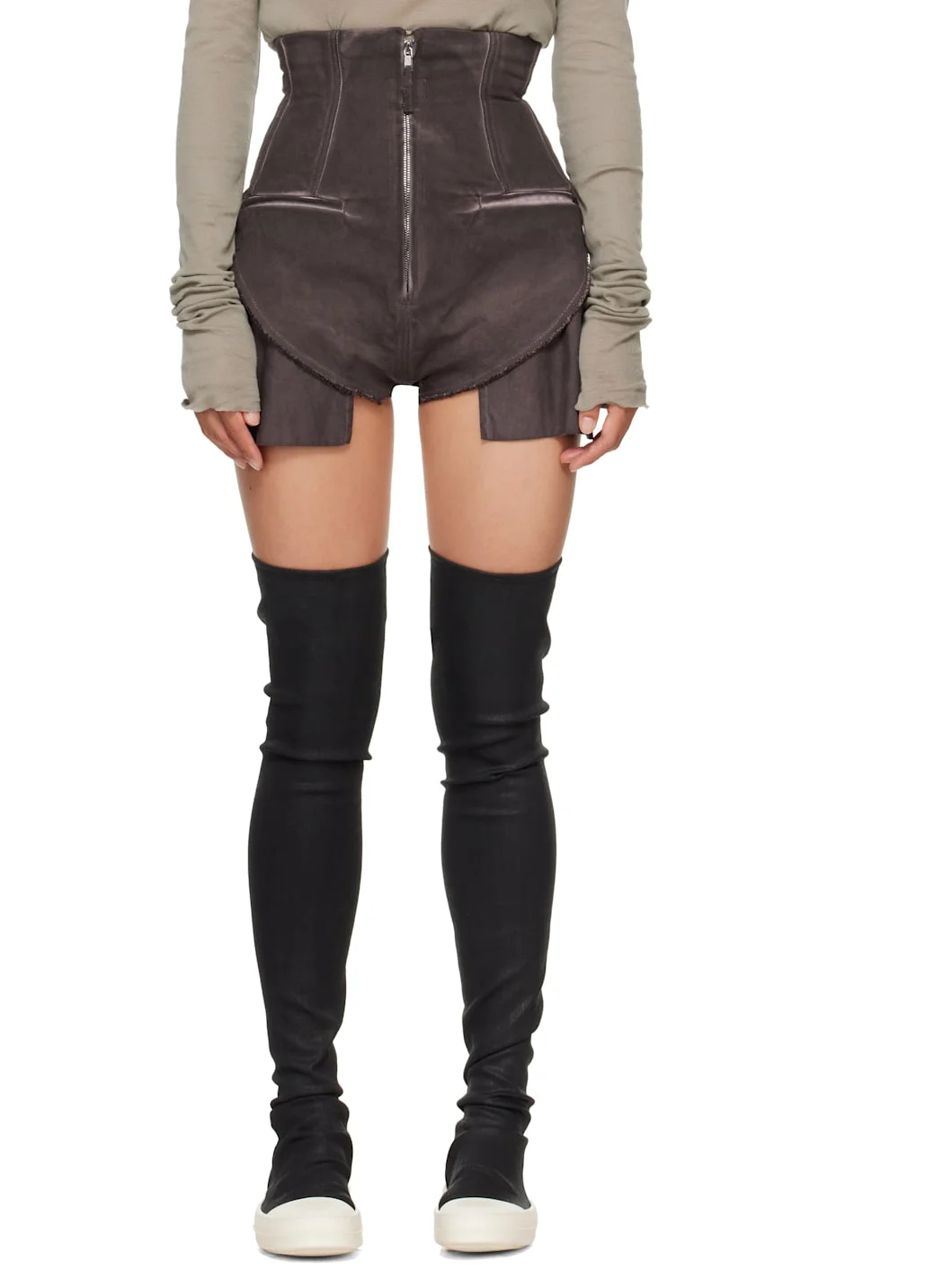 Burgundy Tower Dirt Cutoff Denim Shorts - 1