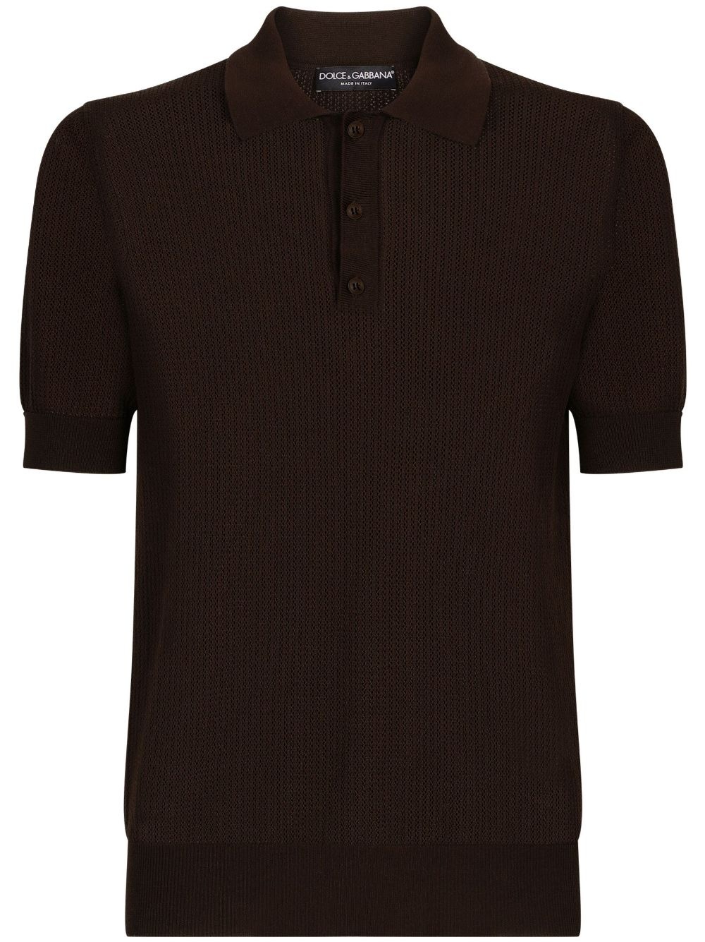knitted short-sleeve polo shirt - 1