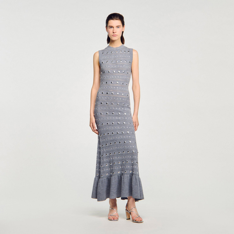 Sandro KNIT MAXI DRESS WITH STUDS outlook