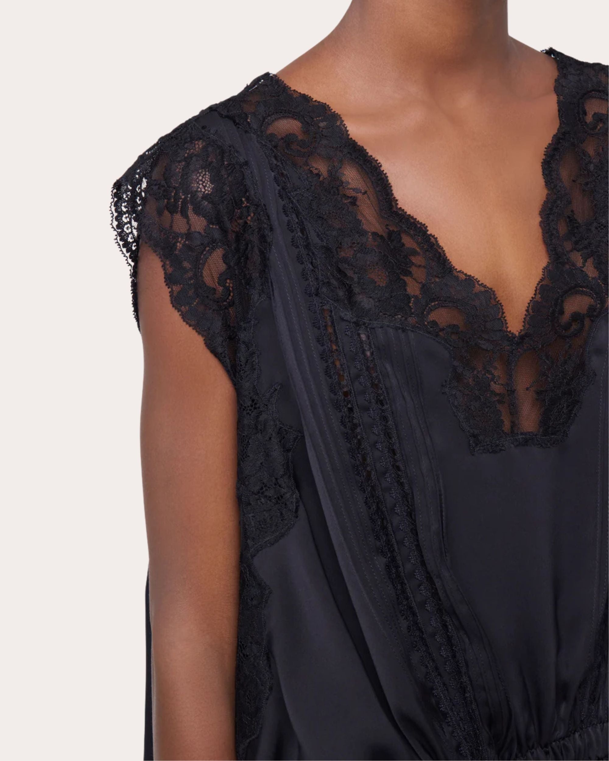 Pleated Lace Empire-Waist Tank Top - 6