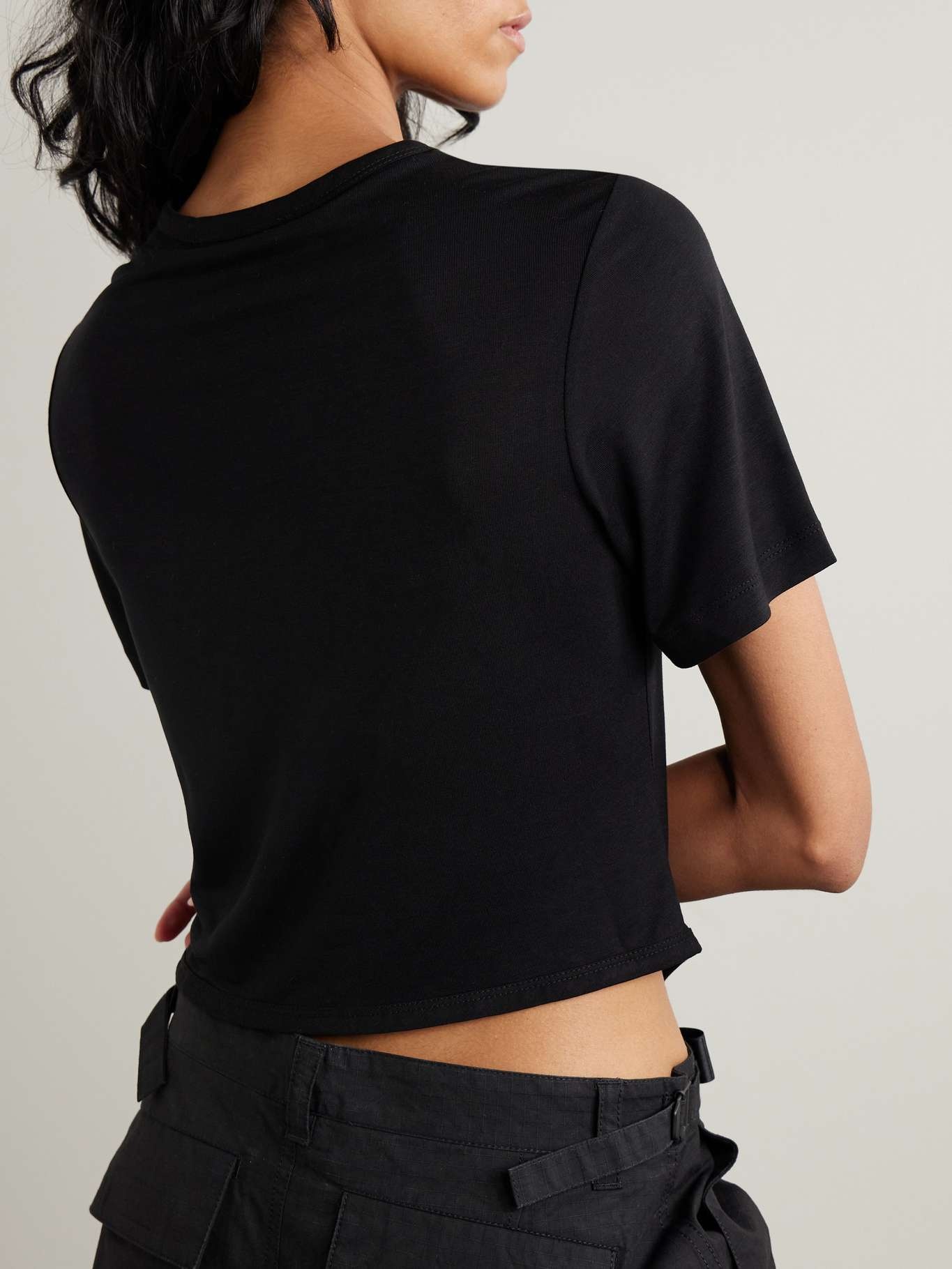Bow-detailed cotton-jersey T-shirt - 3