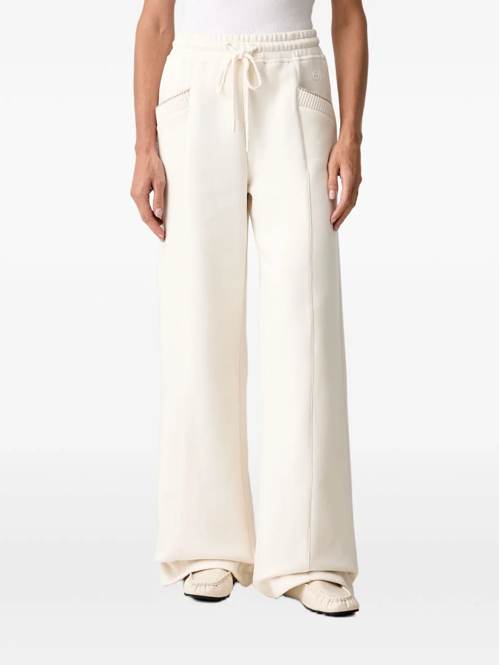 drawstring wide-leg track pants - 1