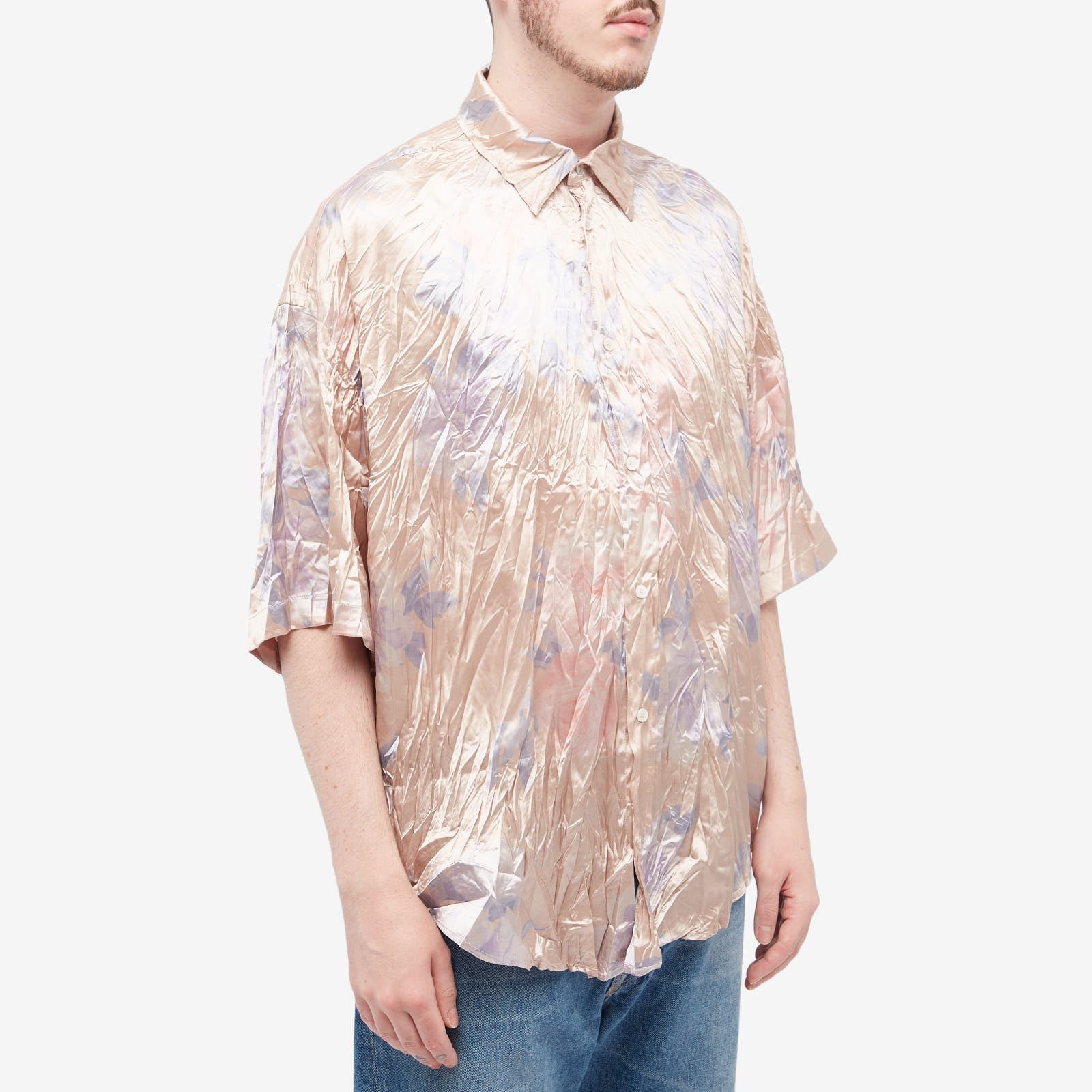 Acne Studios Setar Crinkled Flower Print Short Sleeve Shirt - 2