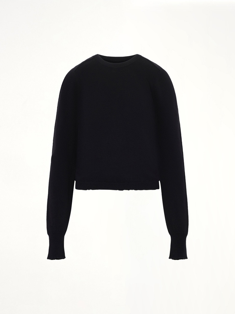Maison Margiela Gauge 14 Gathered Sweater in Black outlook