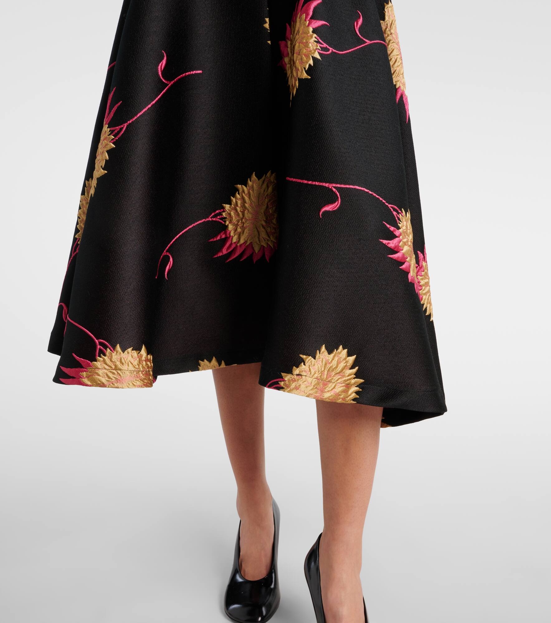 Milano jacquard satin midi skirt - 5