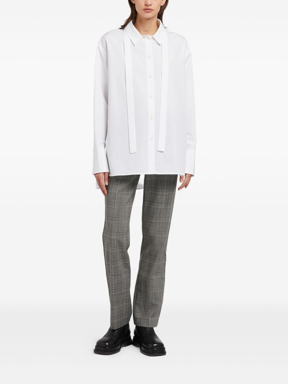 tie-detail cotton shirt - 2