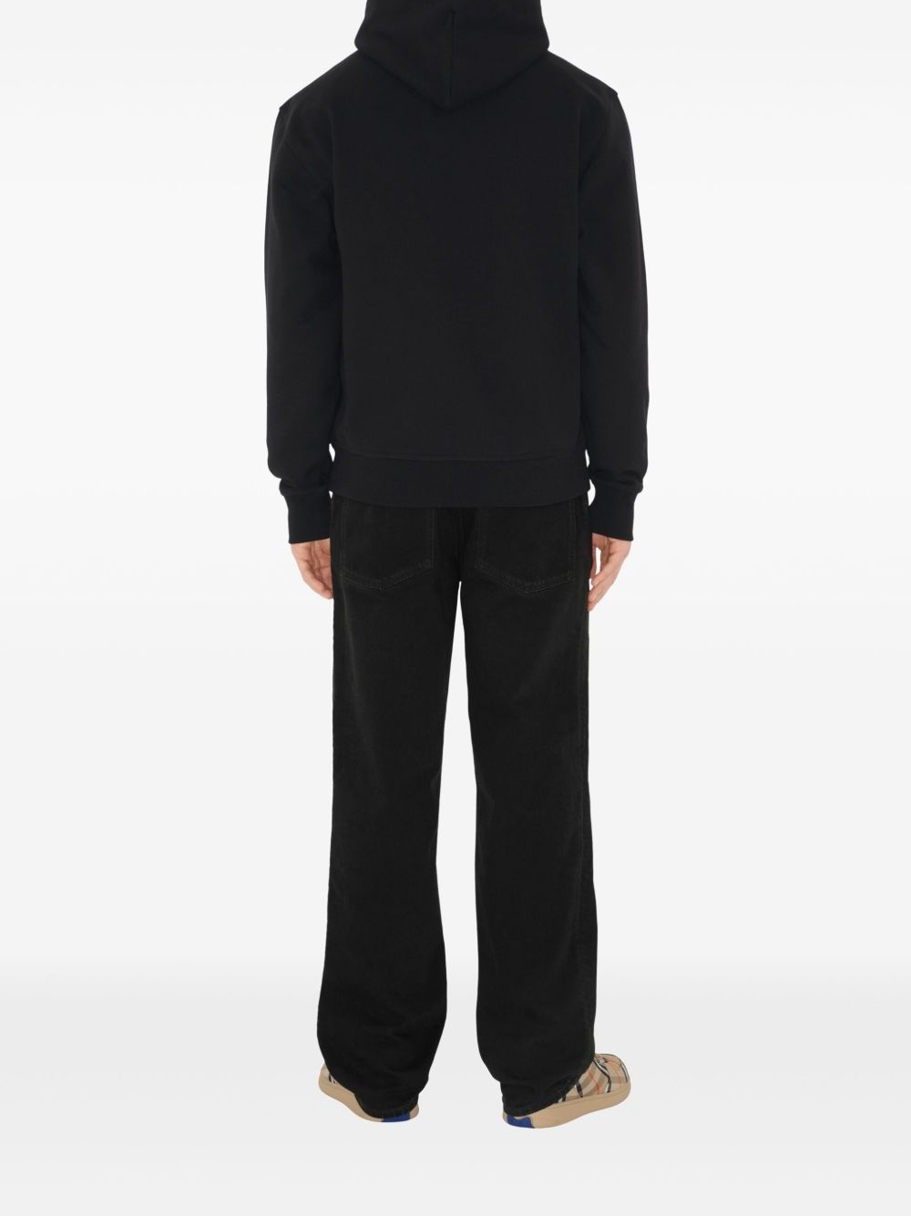 check-label cotton hoodie - 4