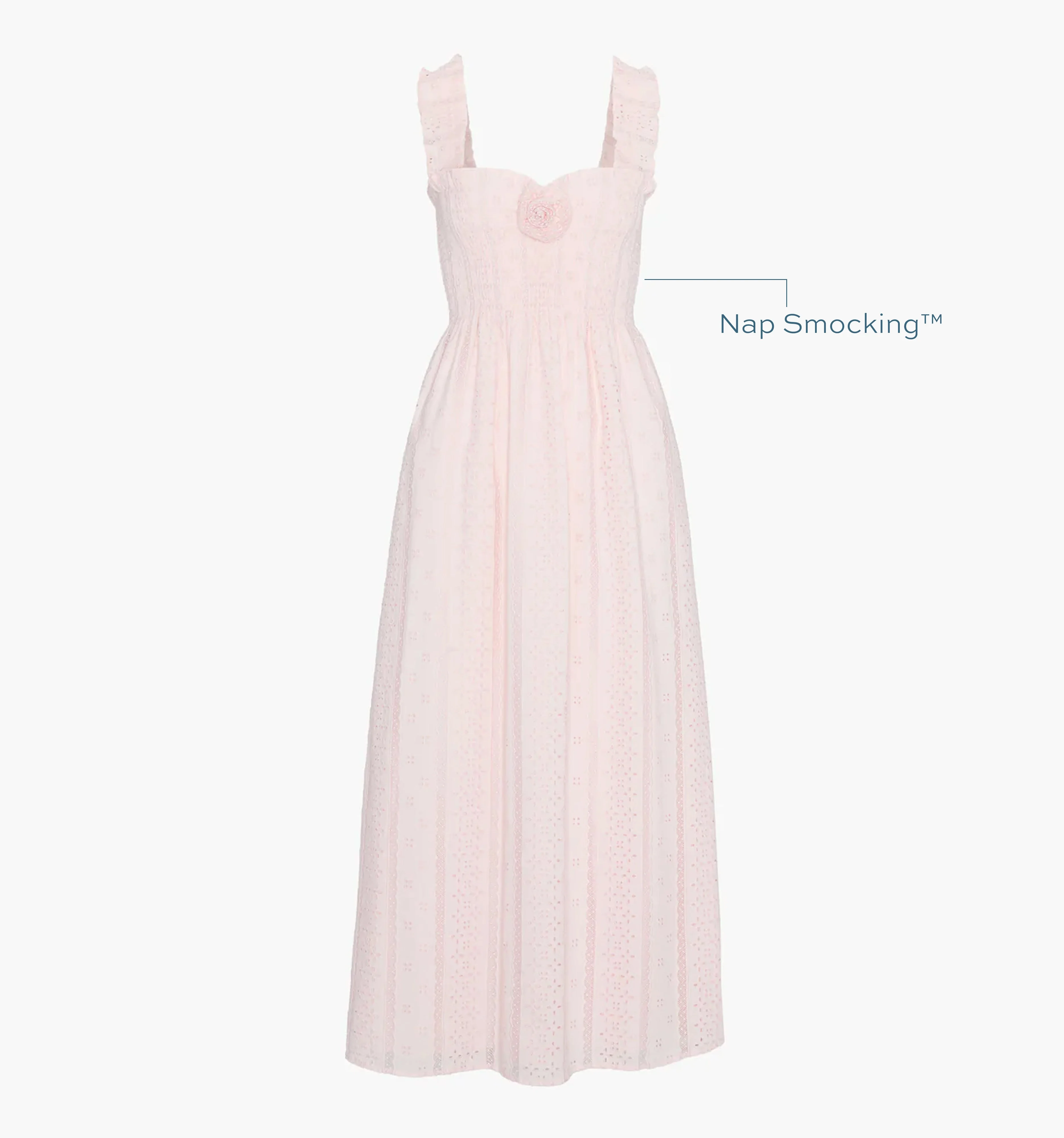 The Rosetta Nap Dress - Pink Broderie Voile - 1