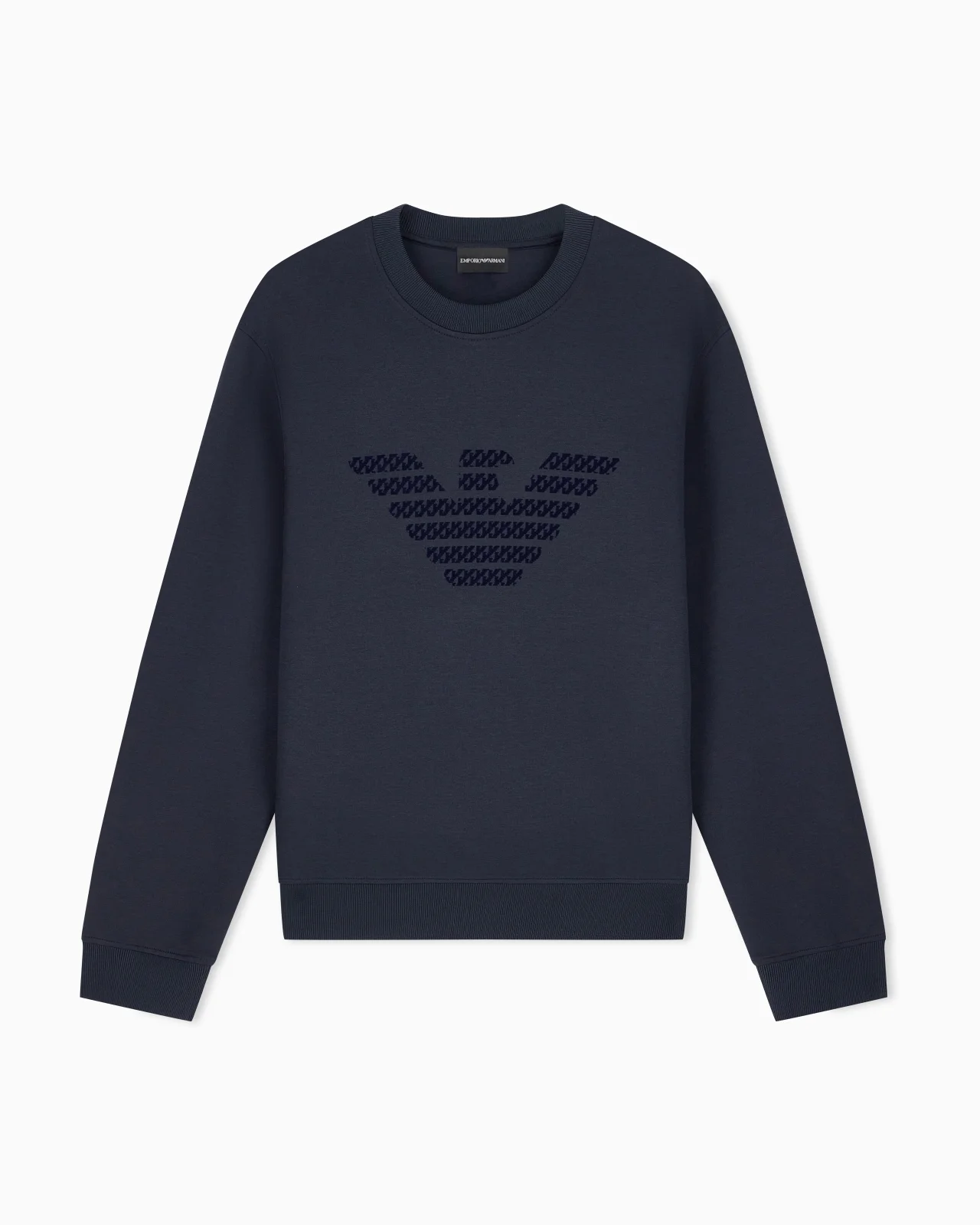 DOUBLE JERSEY SWEATSHIRT WITH LARGE FLOCKED LOGO - 1