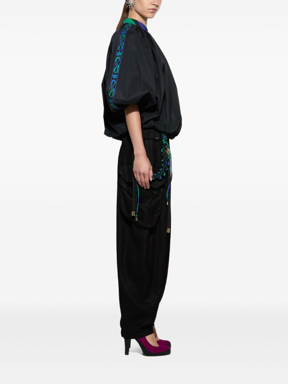 mandarin-neck embroidered blouse - 3