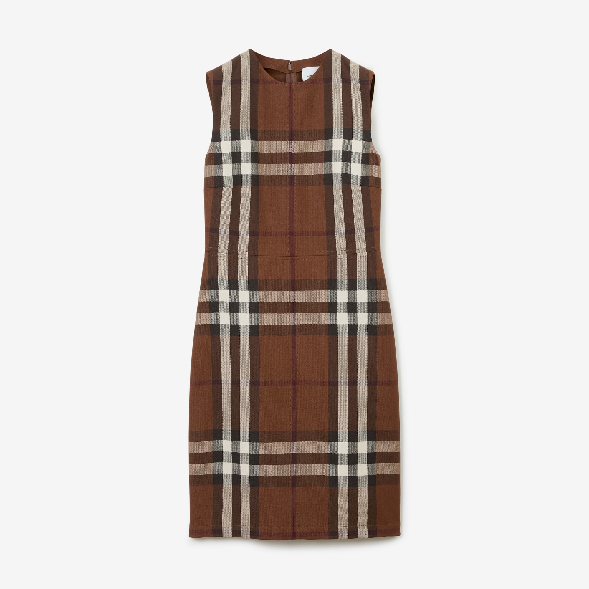 Sleeveless Check Wool Cotton Jacquard Dress - 1