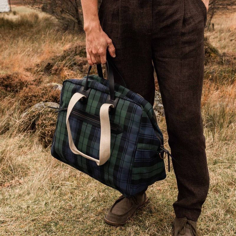 MISSAK AVIATOR TRAVEL BAG - TARTAN NAVY BLUE 7
