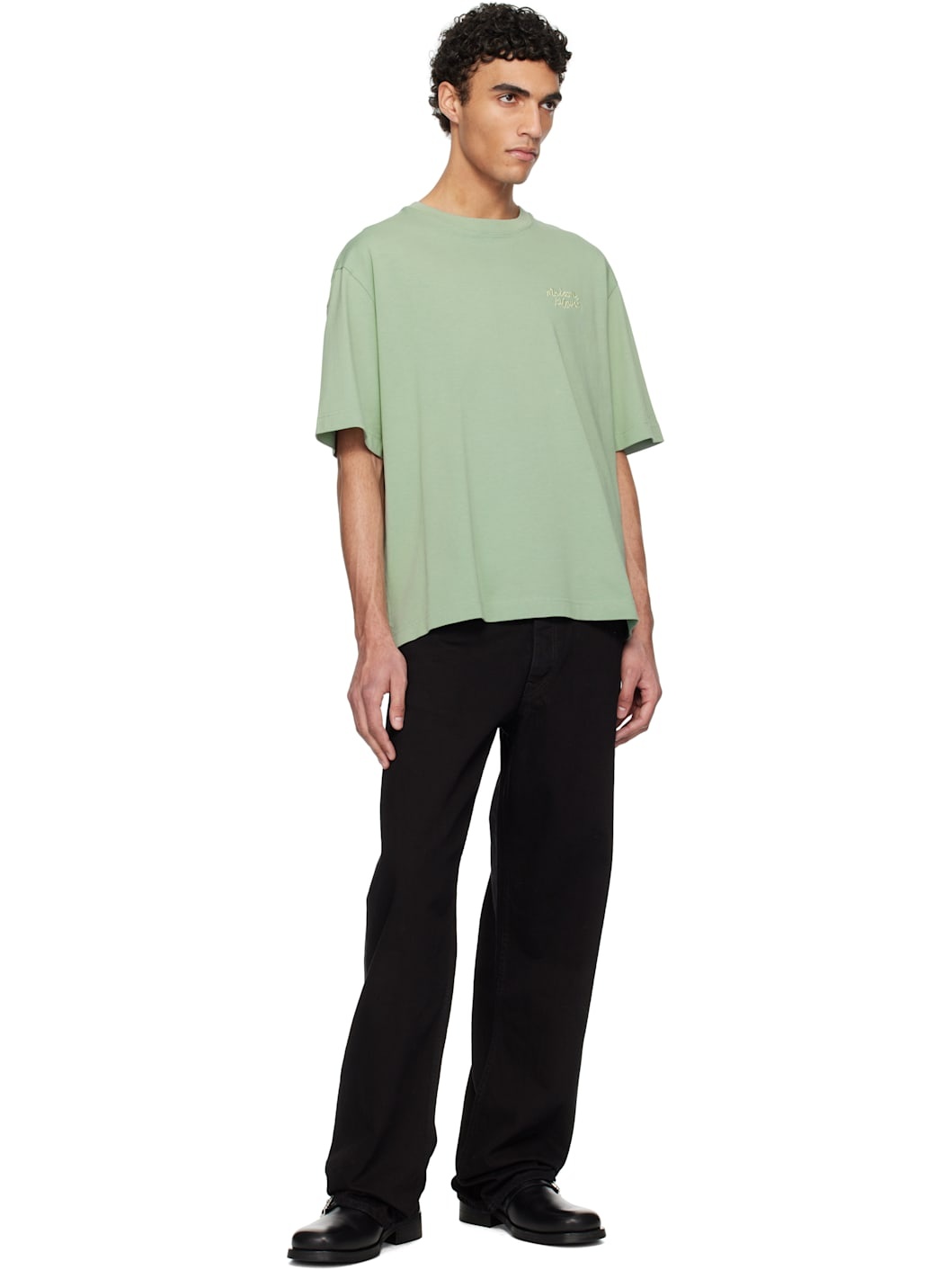 Green '' Handwriting Embroidery Oversize T-shirt - 4