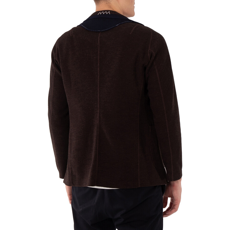 Kolor Men's Brown Patchwork-Design Wool Blazer - 2