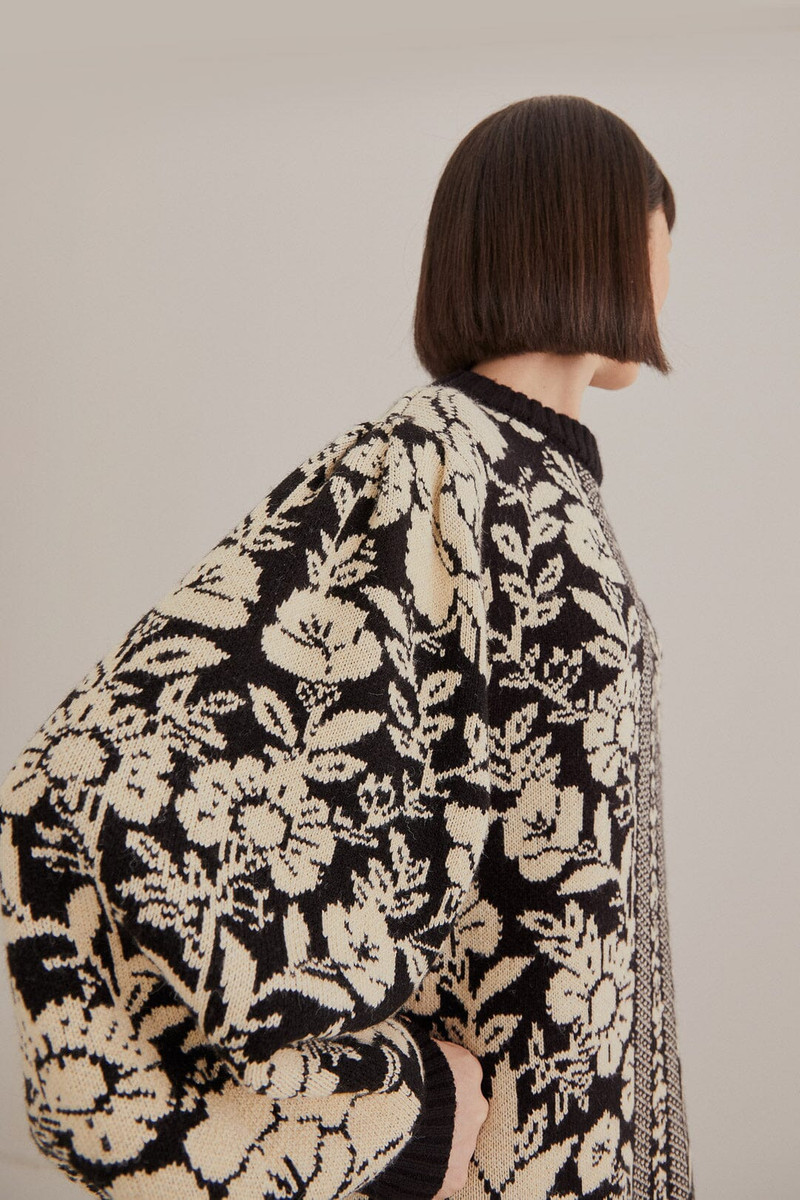 Black Pineapple Garden Mini Sweater Dress 4