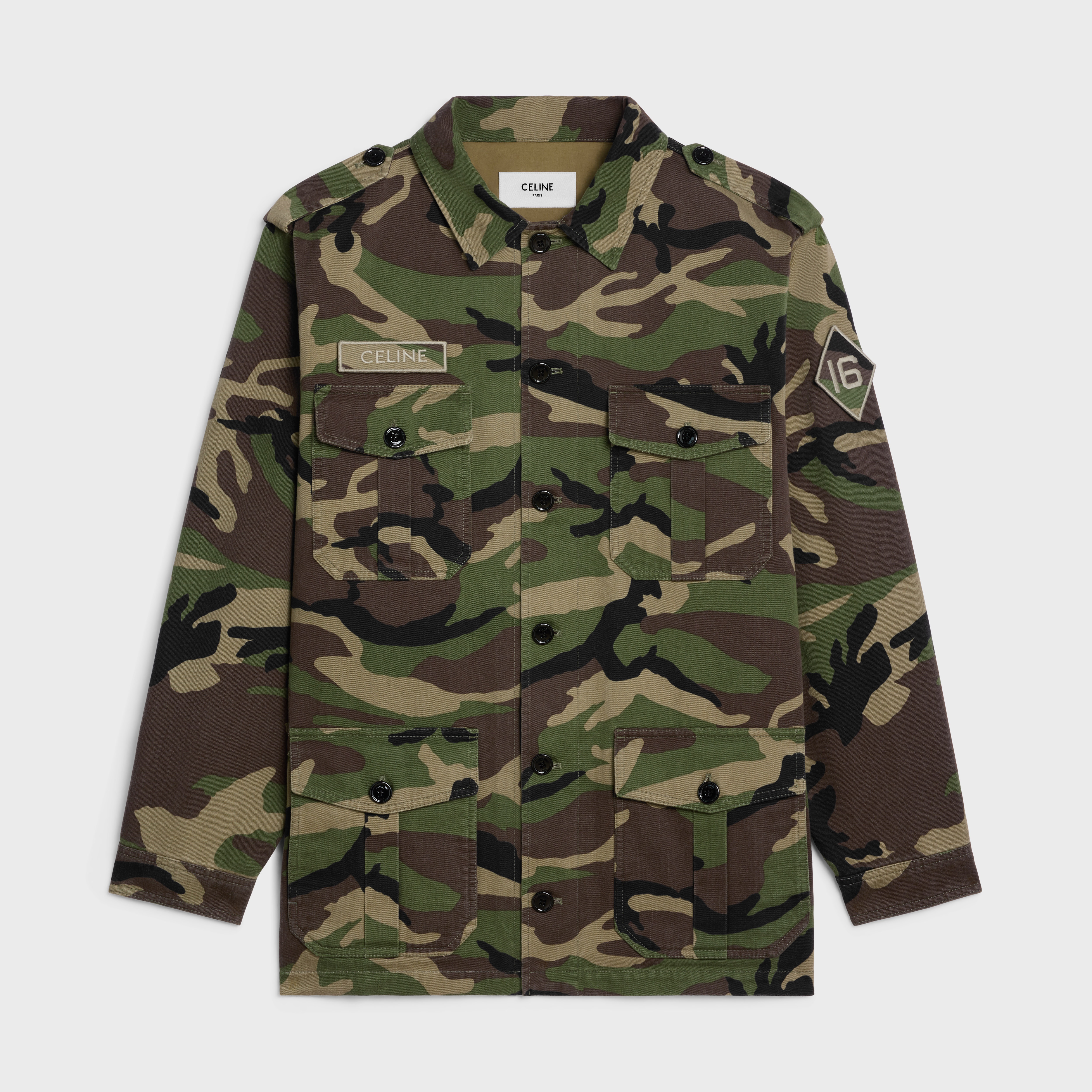 関税込 CELINE SAHARIENNE JACKET IN COTTON 2W04B650V.04DB SAHARIENNE JACKET IN TECHNICAL COTTON