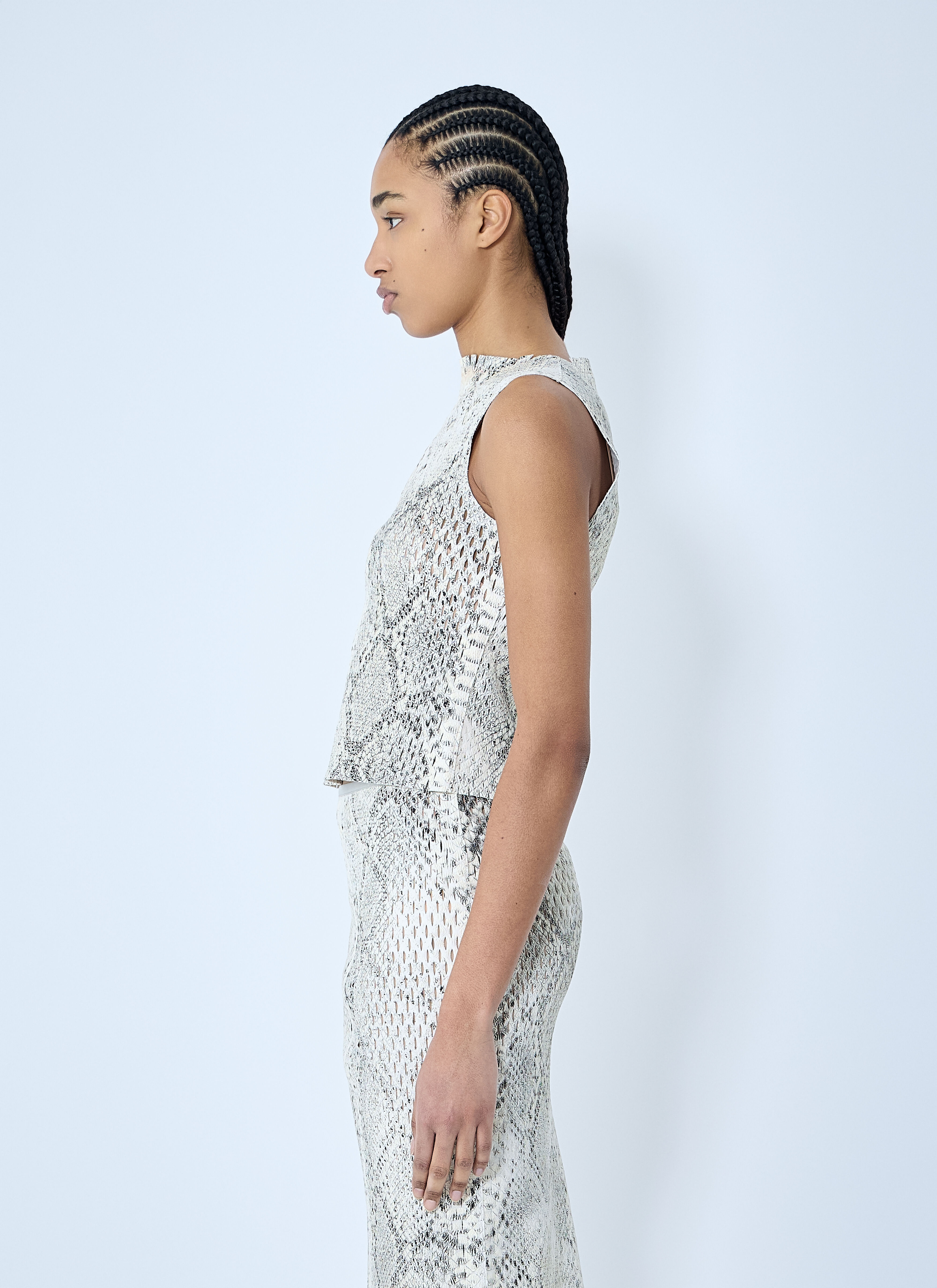 Snake-Print Embossed Tank Top - 3