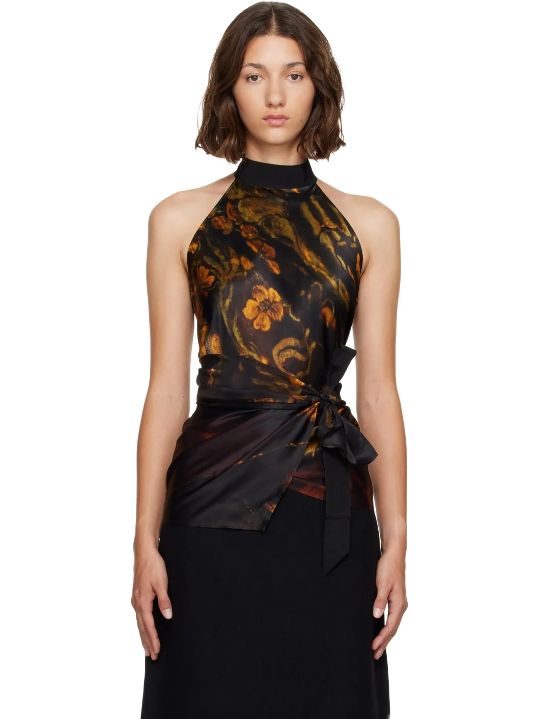 Black Satin Blouse - 1