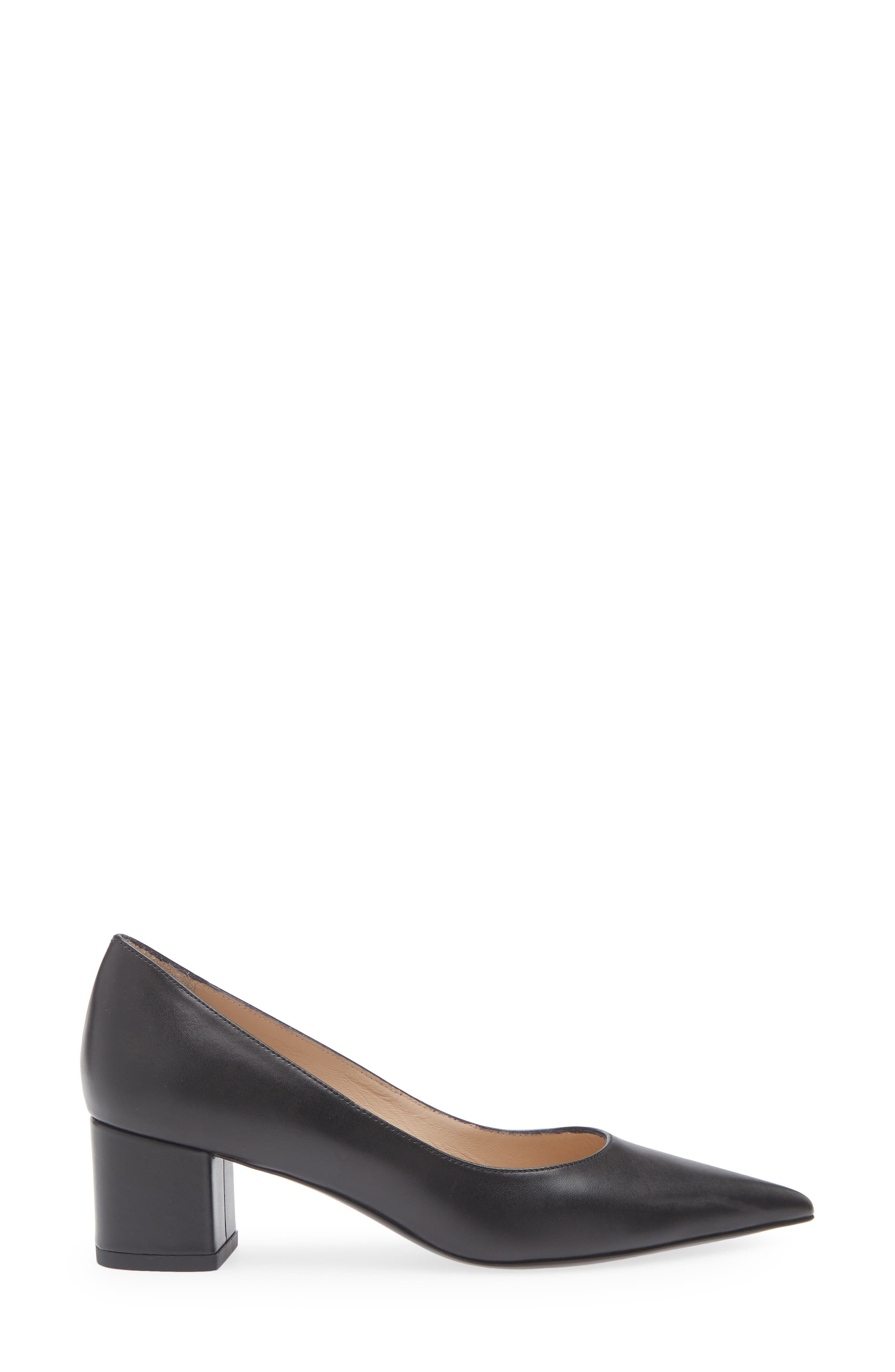 Stuart Weitzman Stuart Power 50 Block Heel Pump in Black Smooth Calf at Nordstrom - 3