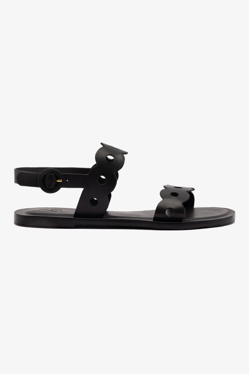 Florence Flat Sandal In Black Leather 1