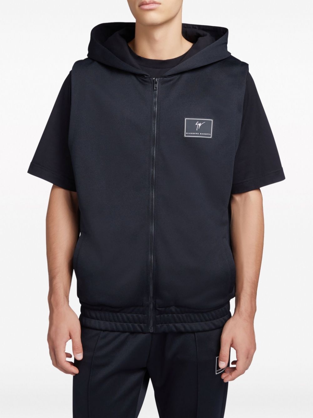 hooded zip-up gilet - 3