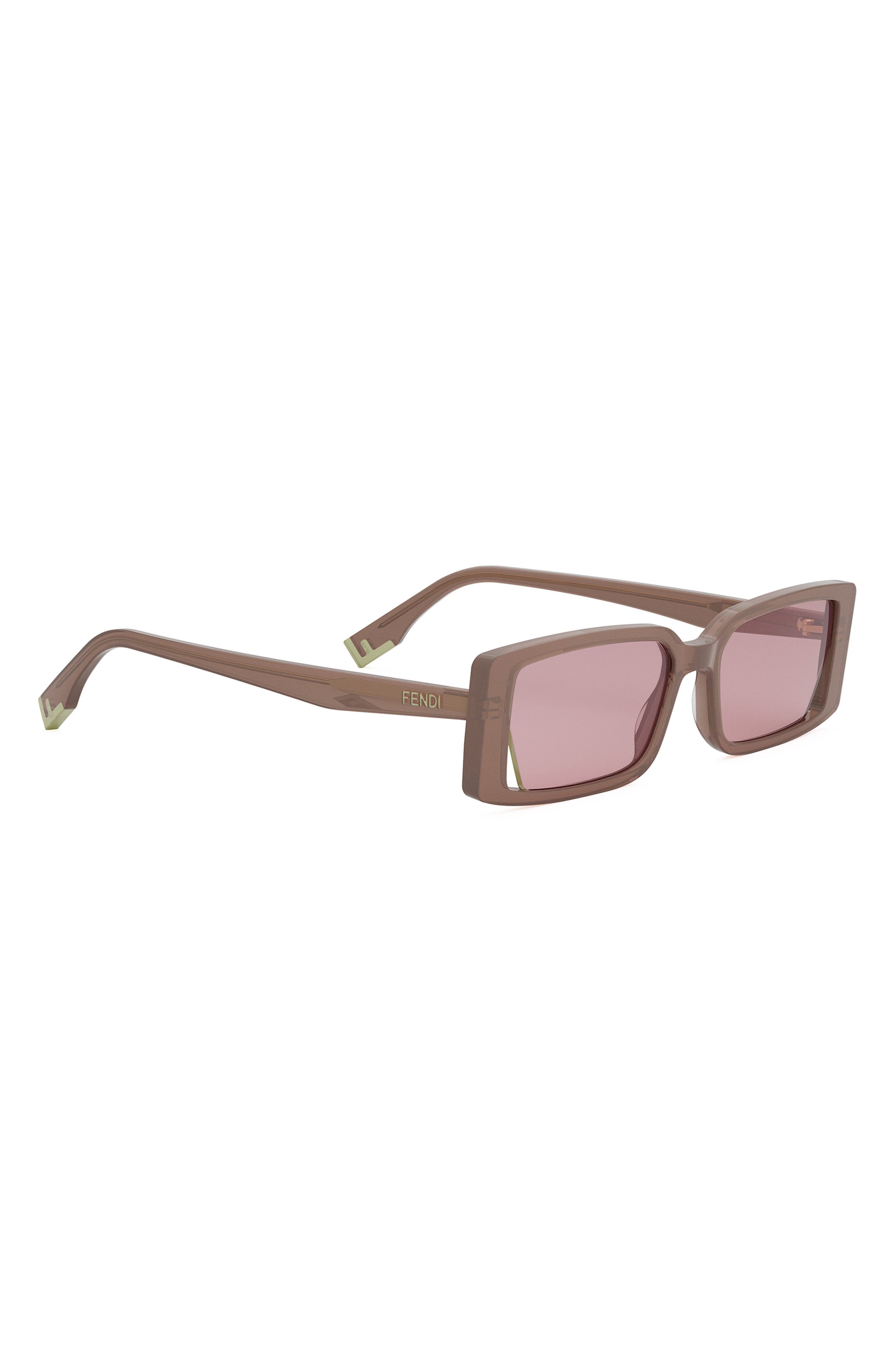 Fendi Way 53mm Rectangular Sunglasses in Shiny Light Brown /Violet at Nordstrom - 4