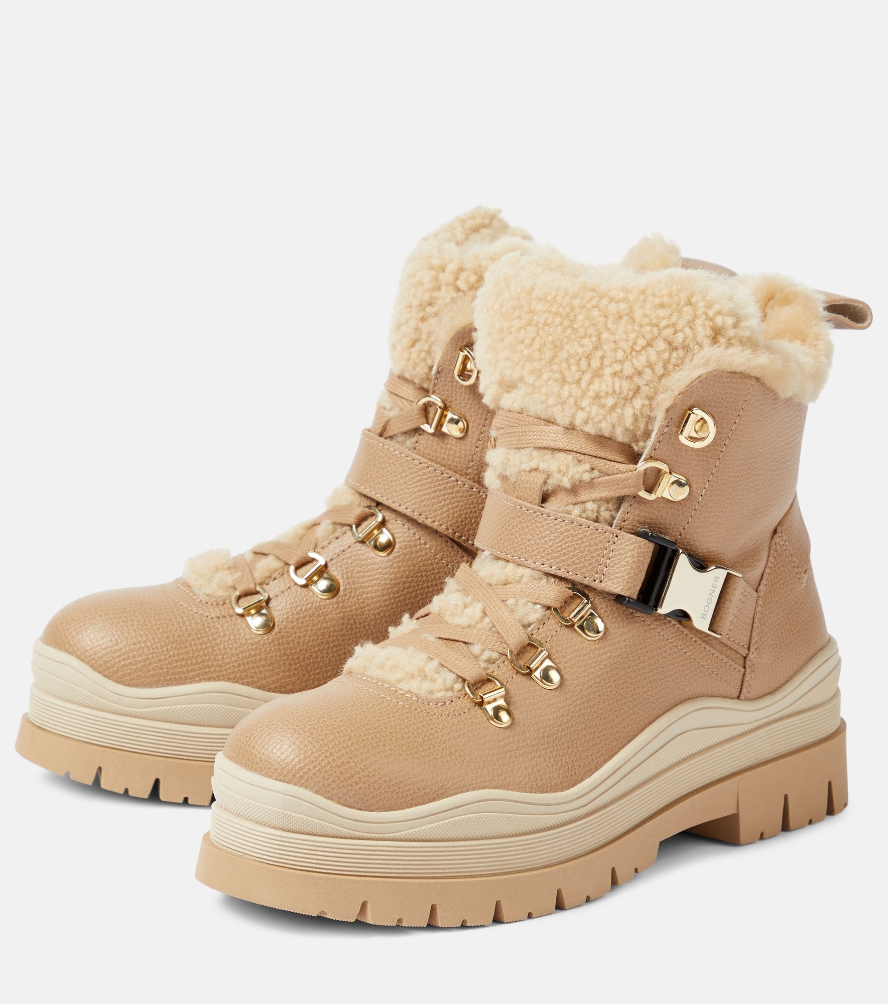 Arosa shearling-trimmed leather boots - 5