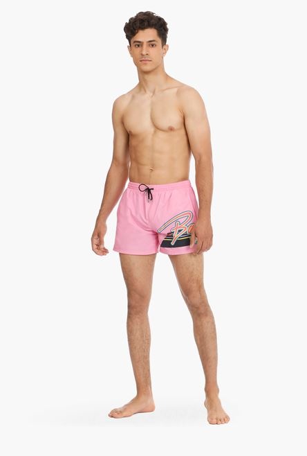 Pink swimsuit with Balmain logo print - 2