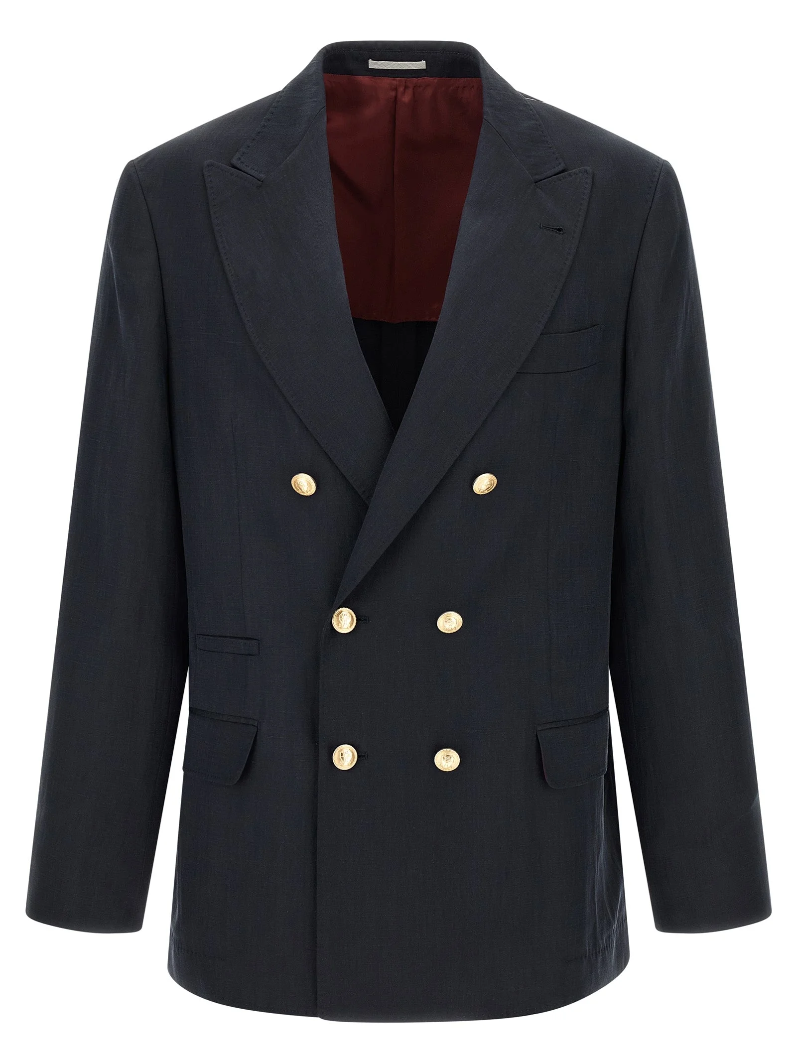 Brunello Cucinelli Men Silk Twill And Linen Délavé Blazer - 1