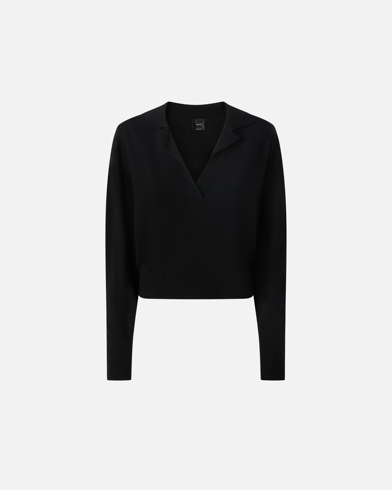 SHORT CASHMERE-BLEND SWEATER WITH COLLAR 1