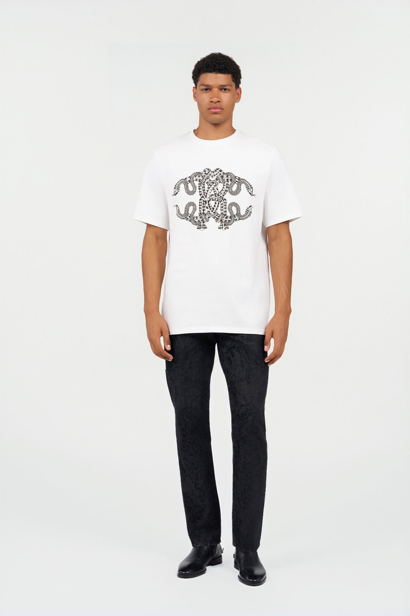 Roberto Cavalli Snake-Print Cotton T-shirt outlook
