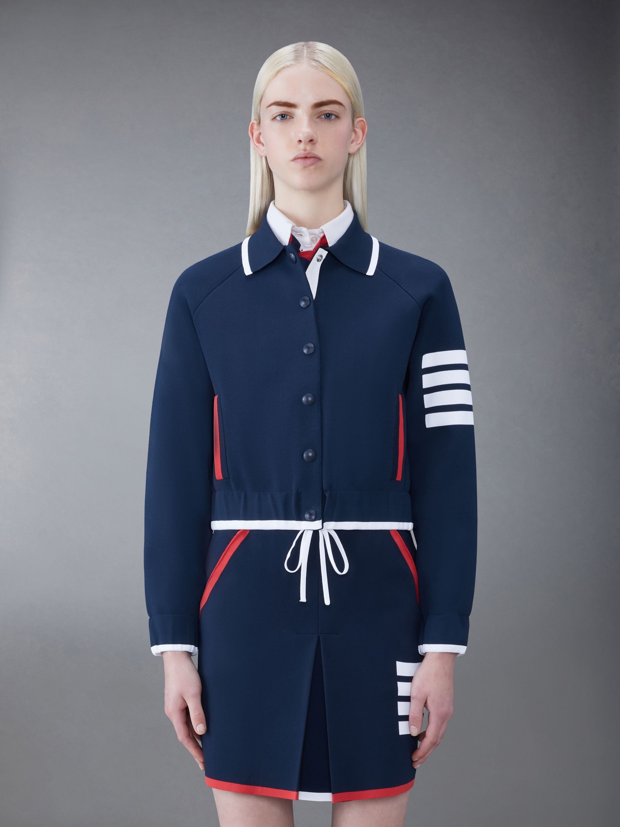 Viscose 4-Bar Polo Bomber Jacket - 1