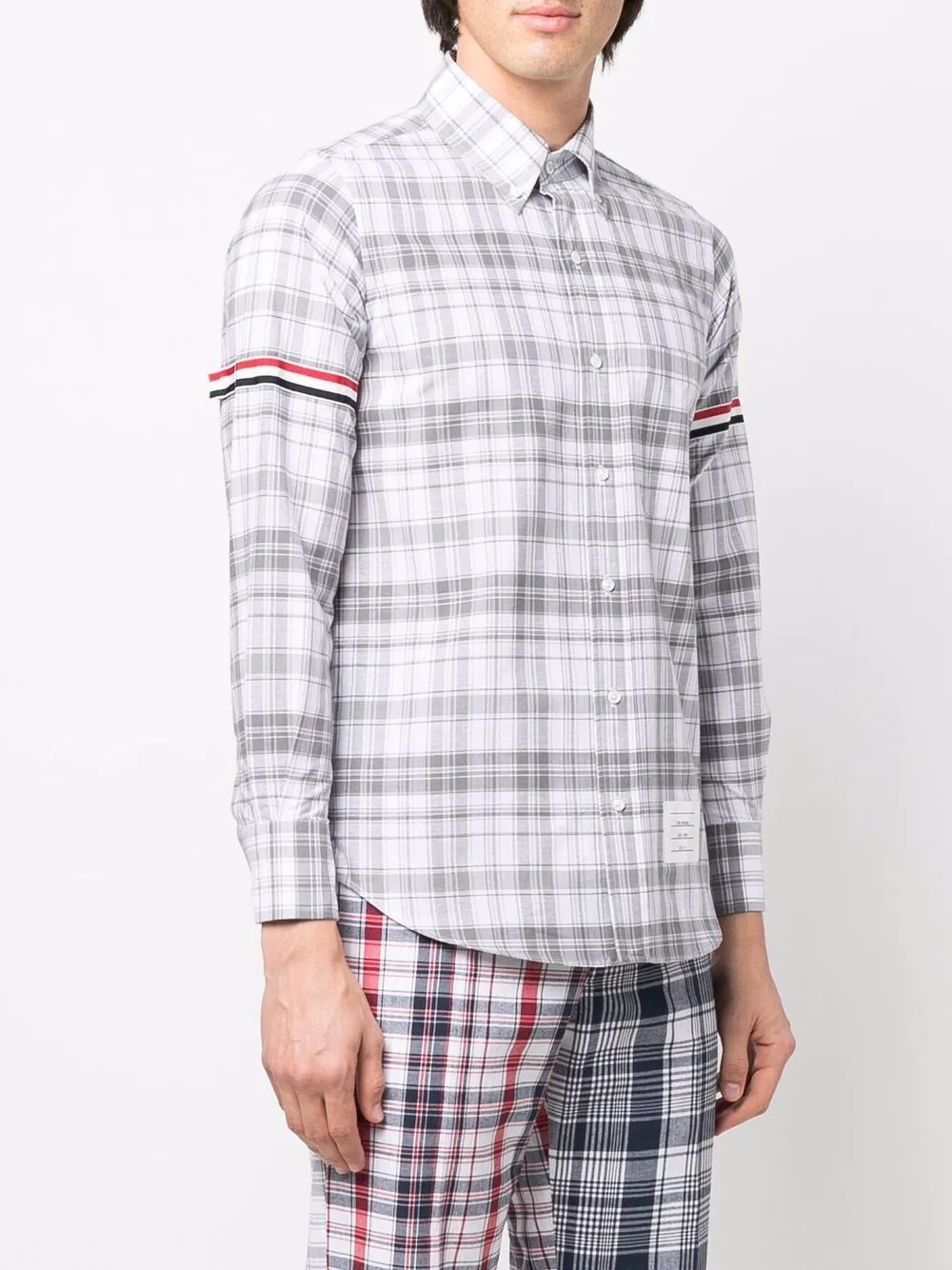 RWB-stripe check-pattern cotton shirt - 3