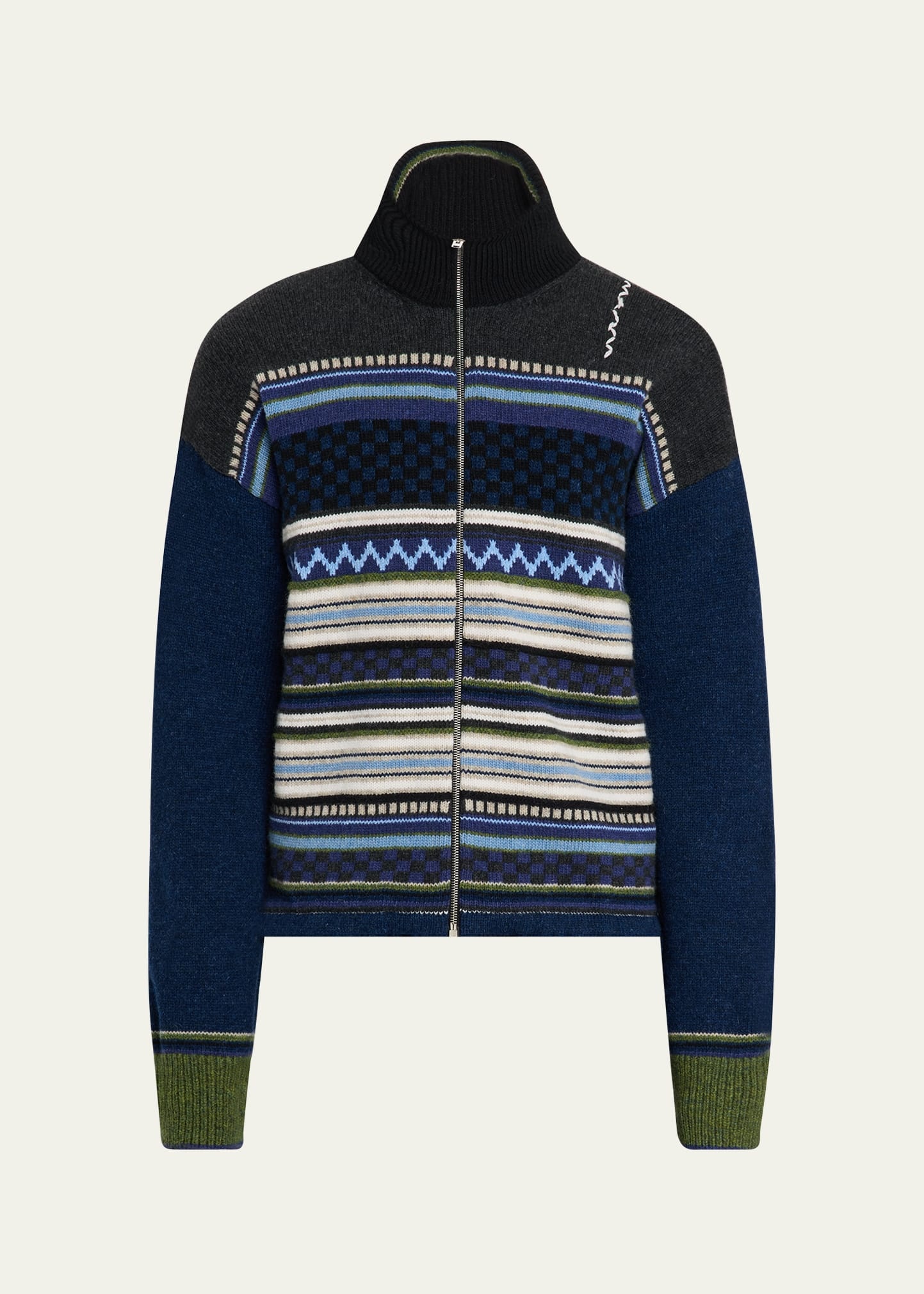 Men's Mixed Stripe Jacquard Full-Zip Cardigan - 1