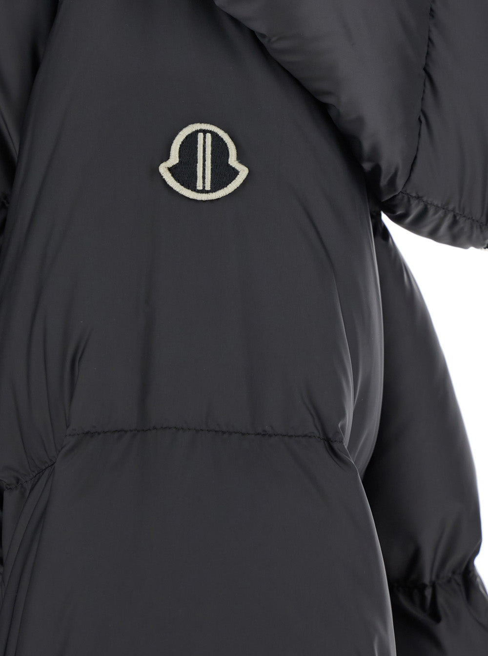Rick Owens X Moncler Women 'Cyclopic' Black Down Jacket With Removable Hood And Logo Patch In Tech F - 3