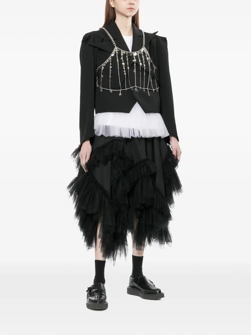 Noir Kei Ninomiya Wool Tropical x Nylon Tulle Skirt outlook