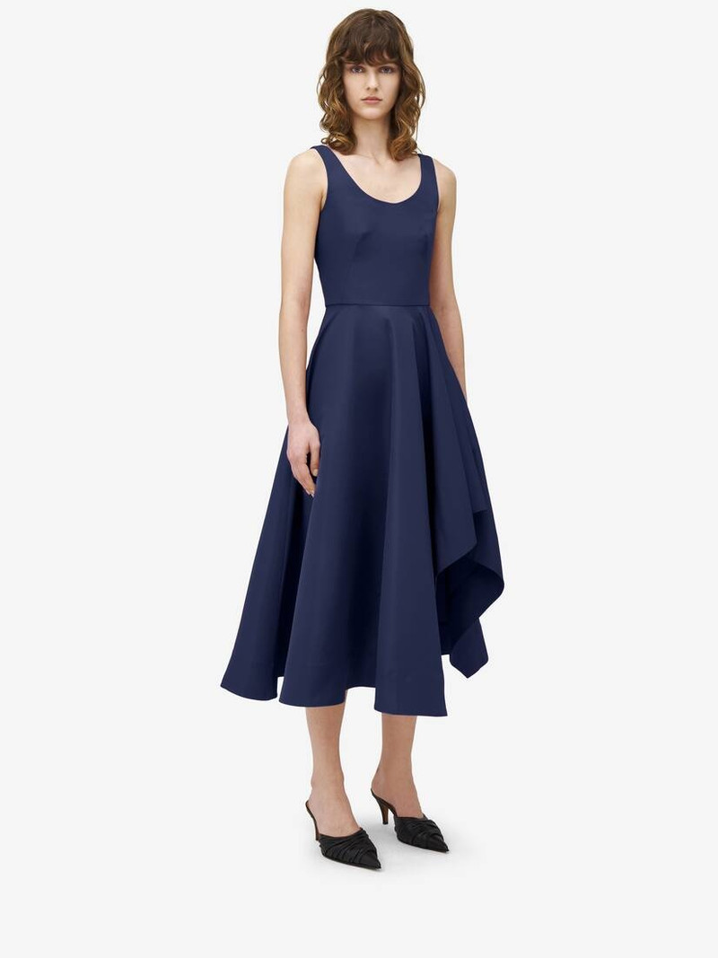 Alexander McQueen Asymmetric Drape Dress - 830101QEACM4100 | REVERSIBLE