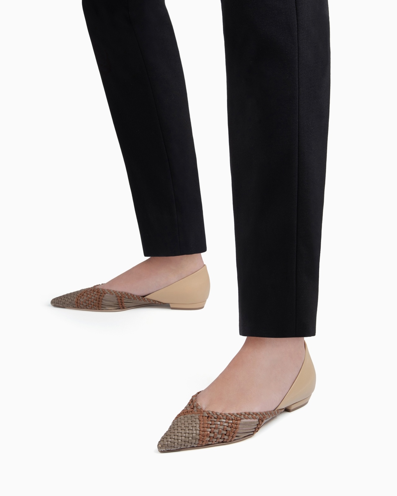 WOVEN LEATHER POINTED BALLERINAS - 7