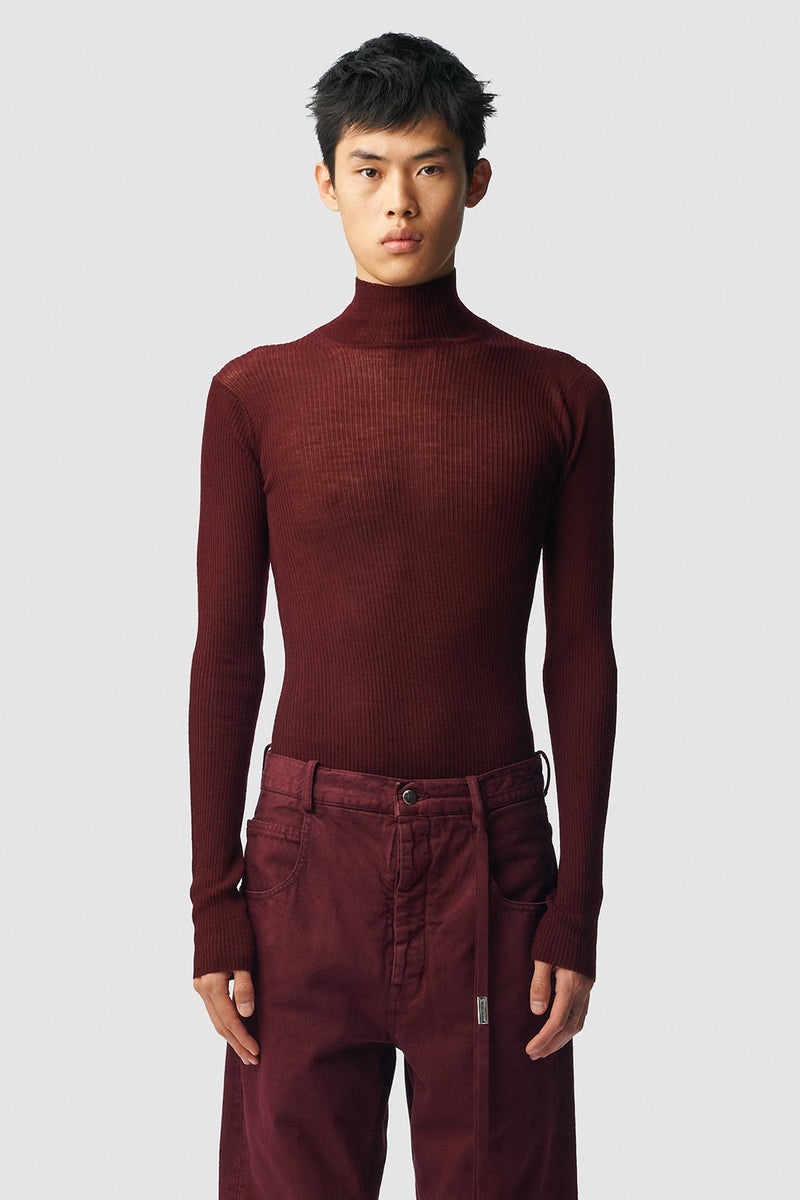 Ann Demeulemeester Bastiaan High Neck Rib Top | REVERSIBLE