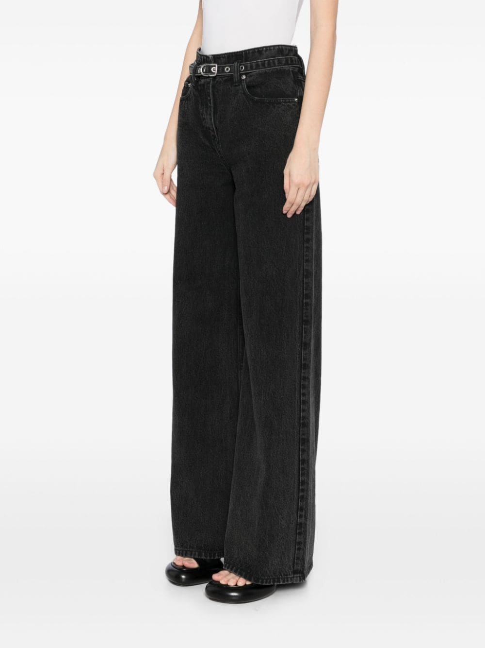 belted wide leg jeans - 3