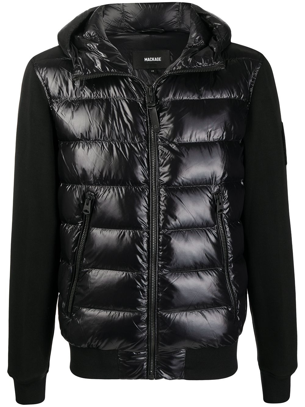 hooded quilted-panel jacket - 1