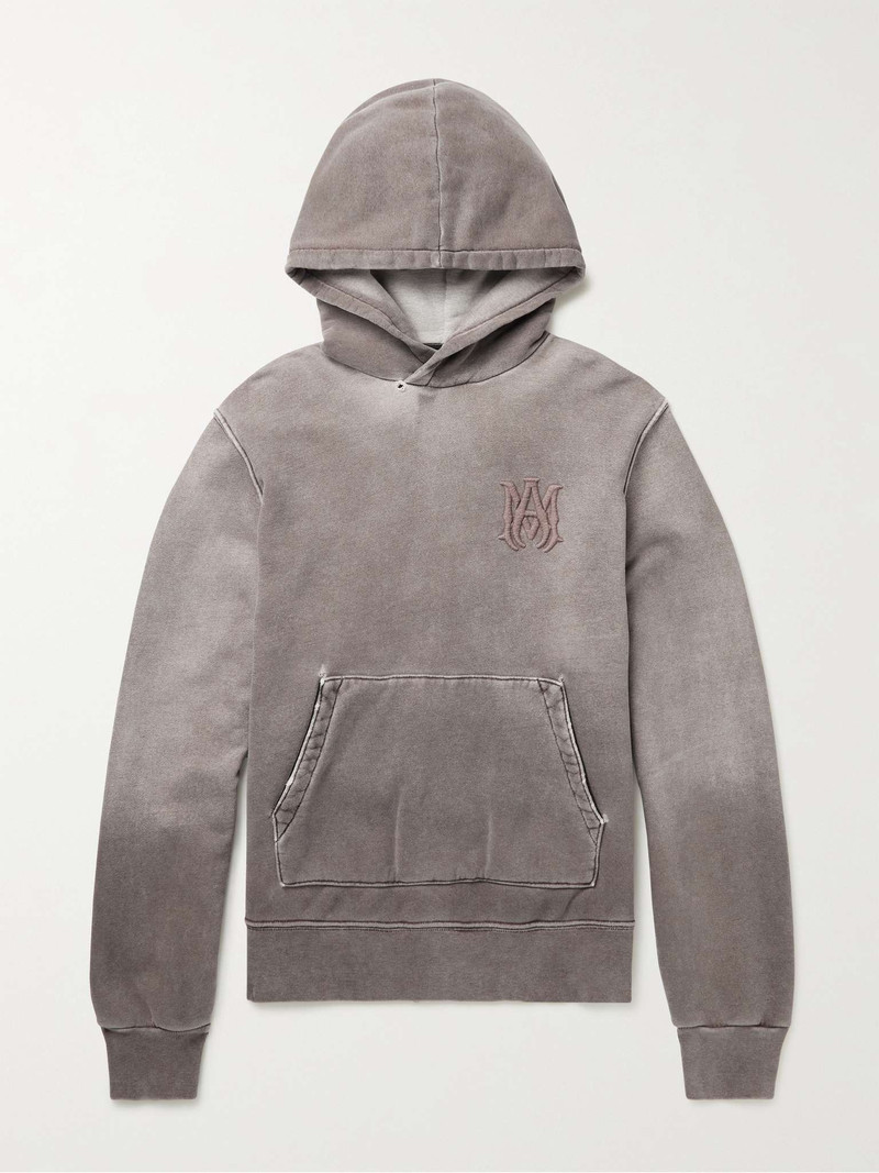 Logo-Embroidered Distressed Supima Cotton-Jersey Hoodie - 1