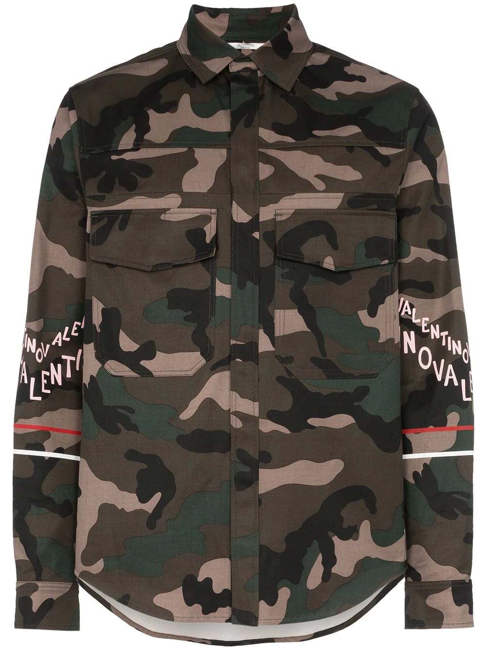 Logo print camo cotton shirt jacket - 1