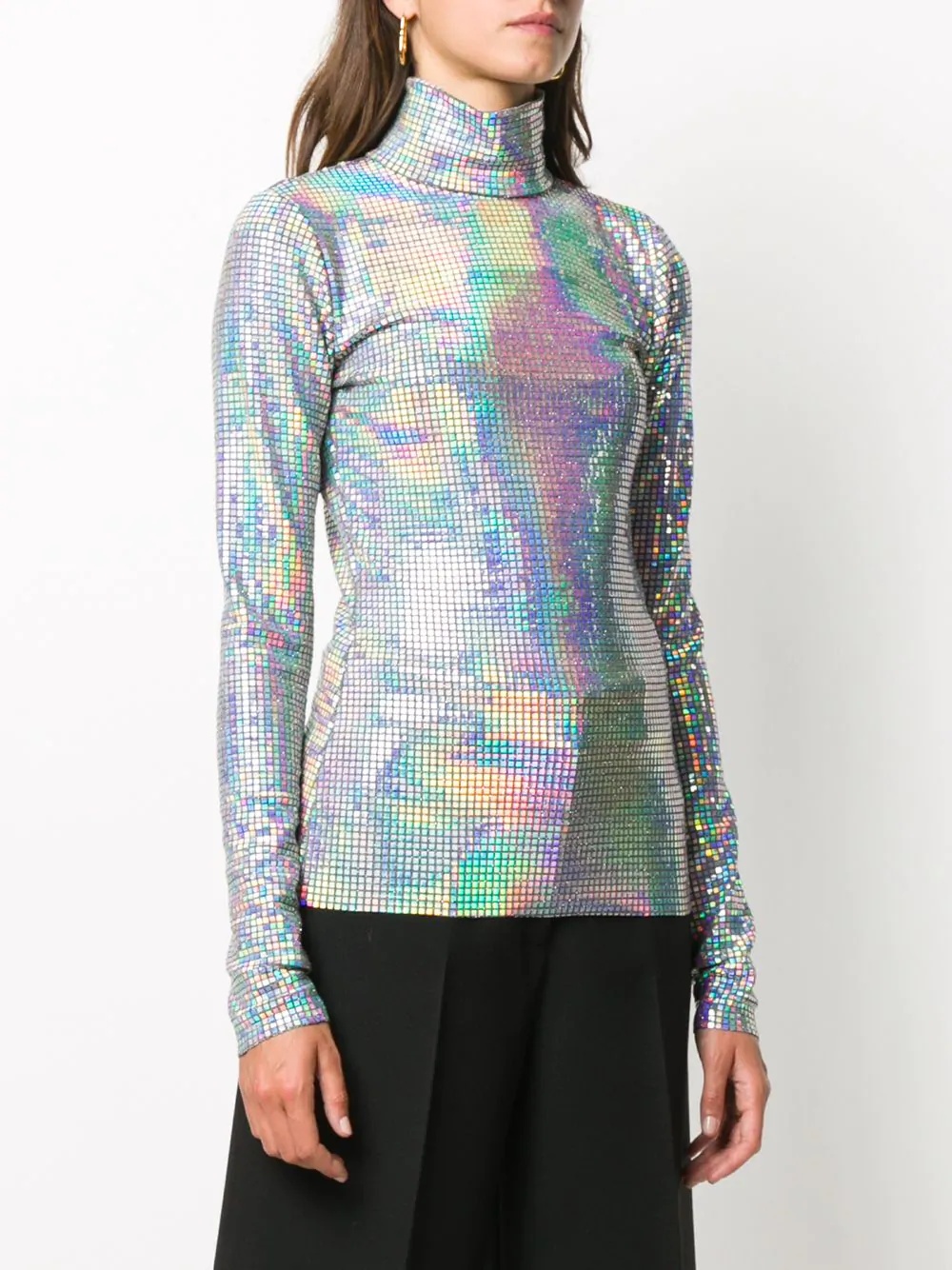  iridescent roll neck top - 3