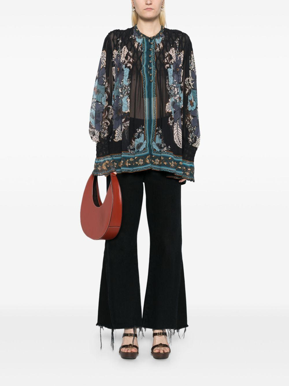 blossom tapestry smocked blouse - 2