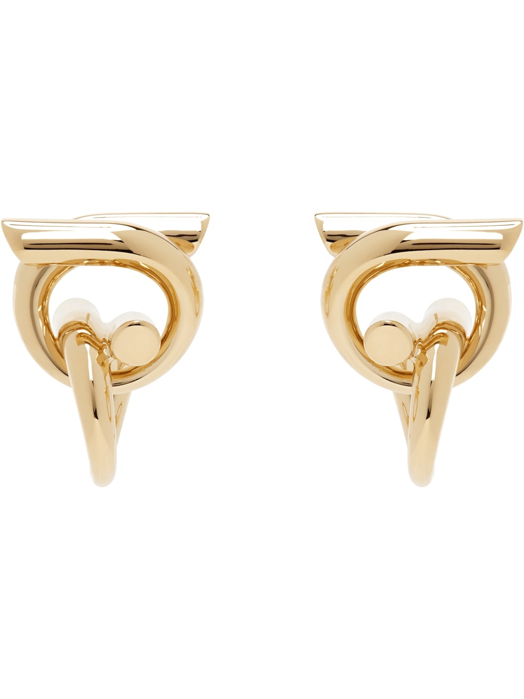 ピアス FERRAGAMO Gold-Colored Gancini Earrings in Brass Woman Ferragamo Gold-colored Gancini Earrings In Brass Woman
